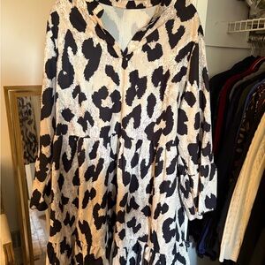 Leopard Print Long Sleeve Dress